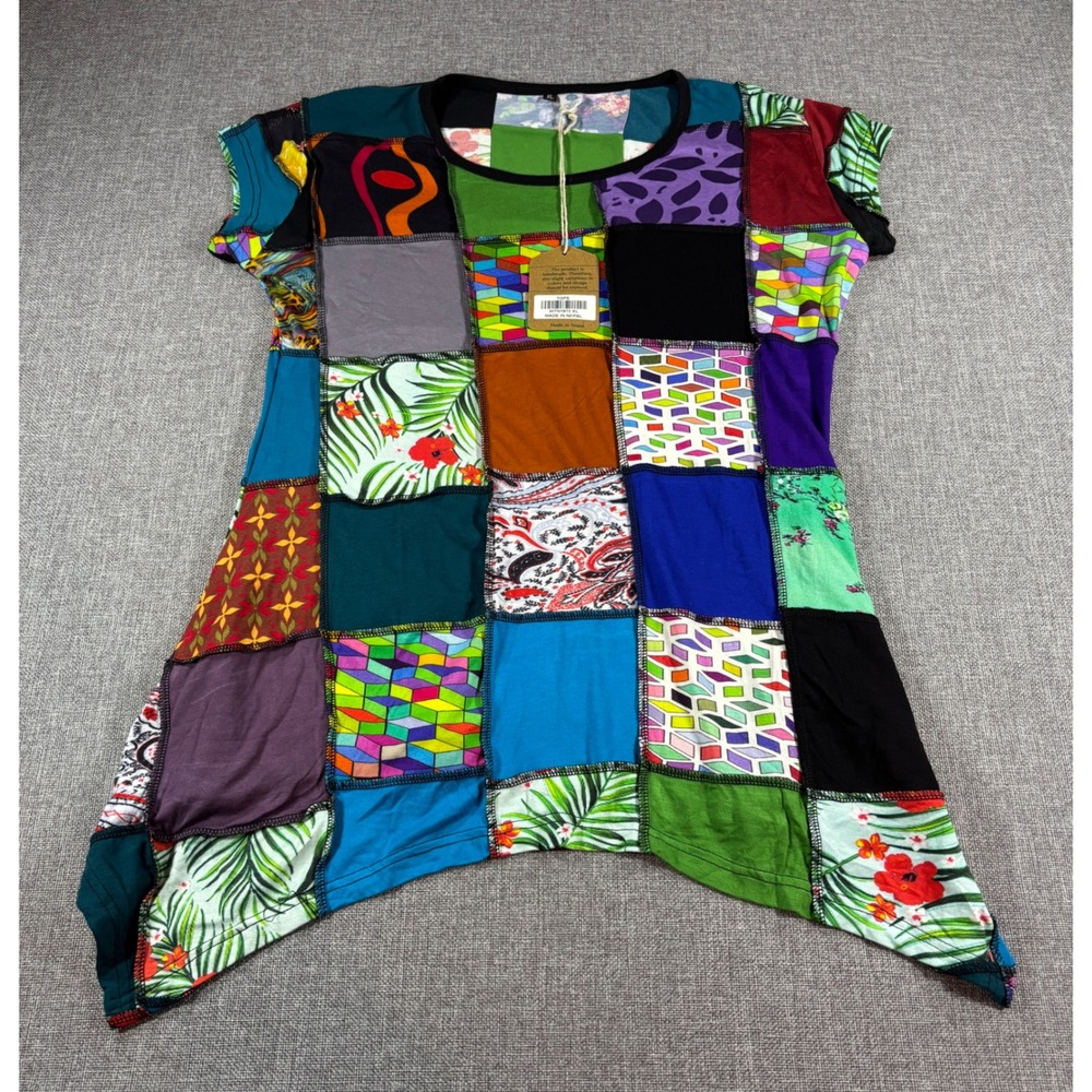 The Collection Royal Women Patchwork Tunic Top XL Handmade Nepal Boho Festival